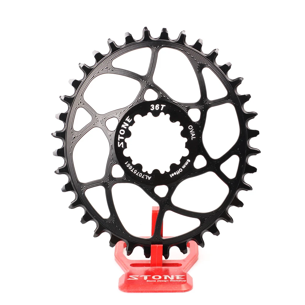 Stone Oval Direct Mount Chainring for SRAM GXP 3-bolt, 6mm Offset