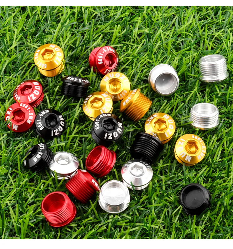 MUQZI 2PCS Bicycle Pedal Cover Bolts M14x5/6.5/9mm Aluminum Bike Pedal Dust-protection Screw MTB Road Cycling Repair