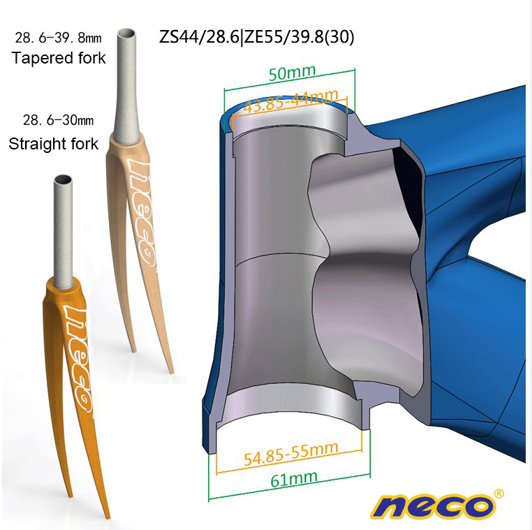 Neco bike Headset integrated Threadless bearing 44 55 56mm ZS44 ZS55 ZS56 39.8 30 1 1/8 1 1/2 Tapered Straight MTB Road
