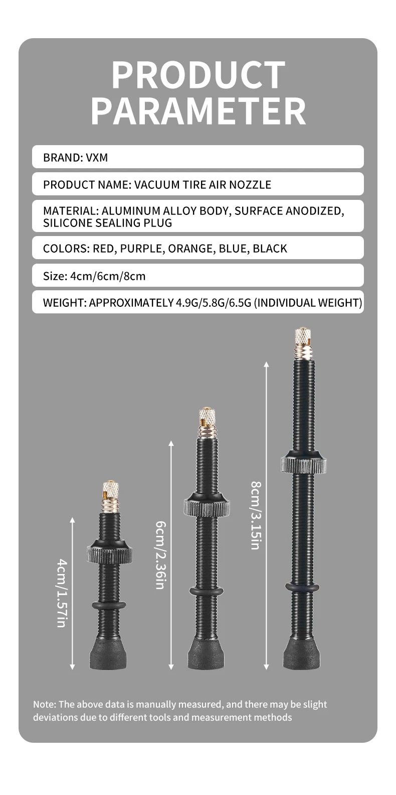 VXM Bicycle Vacuum Valve 40mm/60mm Road Bicycle Tire Valves Alloy MTB Road Bike Tubeless Air Valve Vacuum Nozzle Cycling