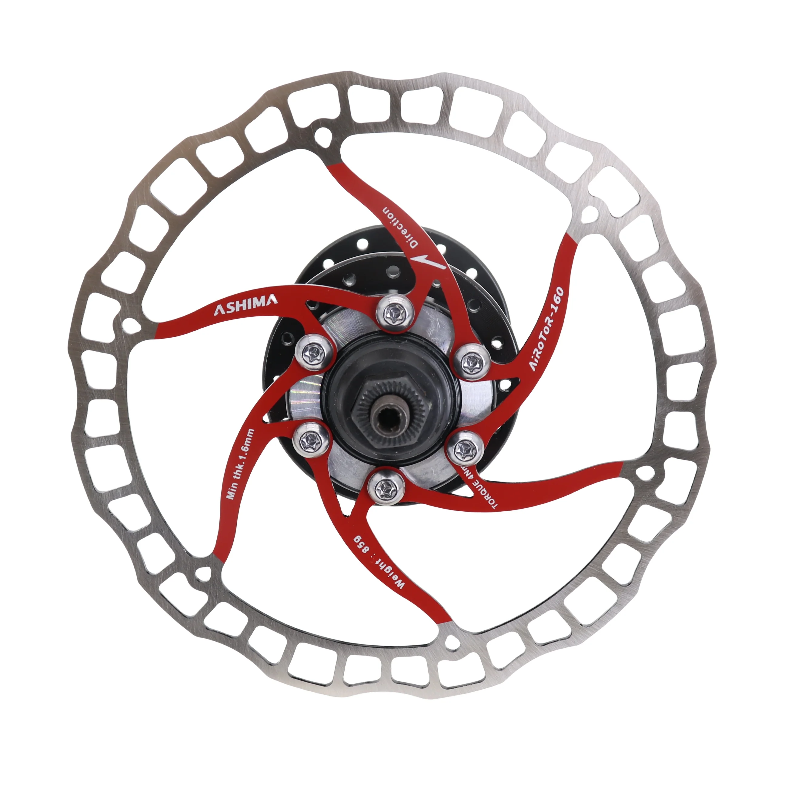 ASHIMA ARO 08 Stainless Steel Disc Brake Rotor 140/160/180/203mm for 6-Bolt MTB Hubs, Black Red Silver Options