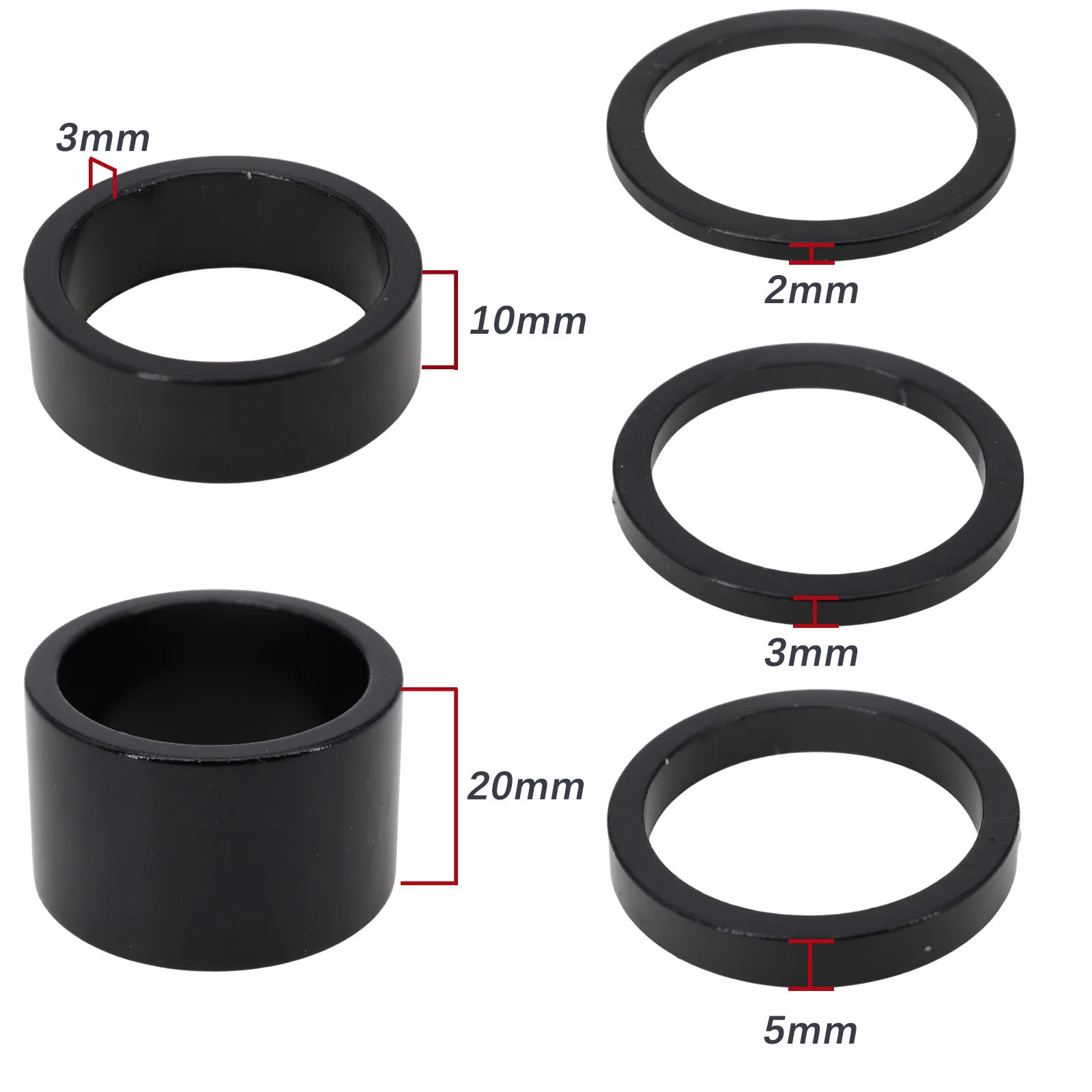 Neco 1 Inch 25.4mm 20/10/5/3/2mm Bicycle Headset Stem Al Bike Fork Star Nut Top Cap Cover Adjusting Dust Cover Spacer