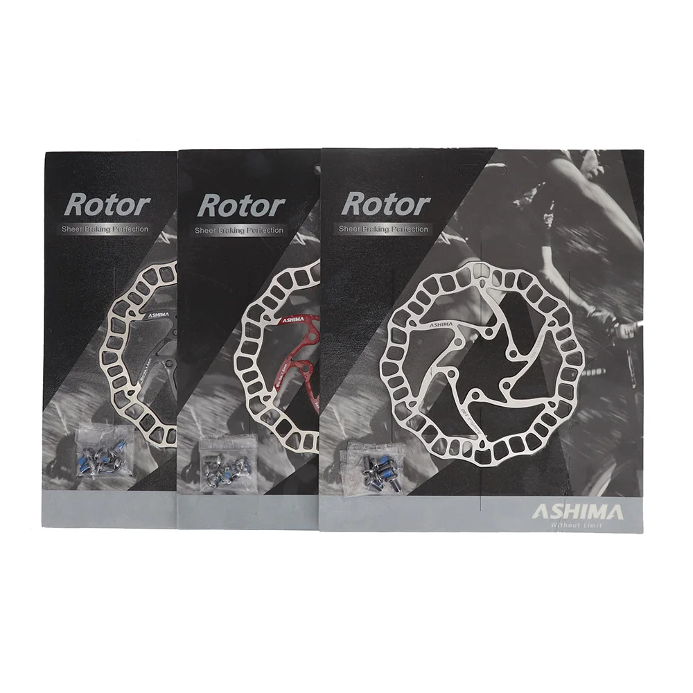 ASHIMA ARO 08 Stainless Steel Disc Brake Rotor 140/160/180/203mm for 6-Bolt MTB Hubs, Black Red Silver Options