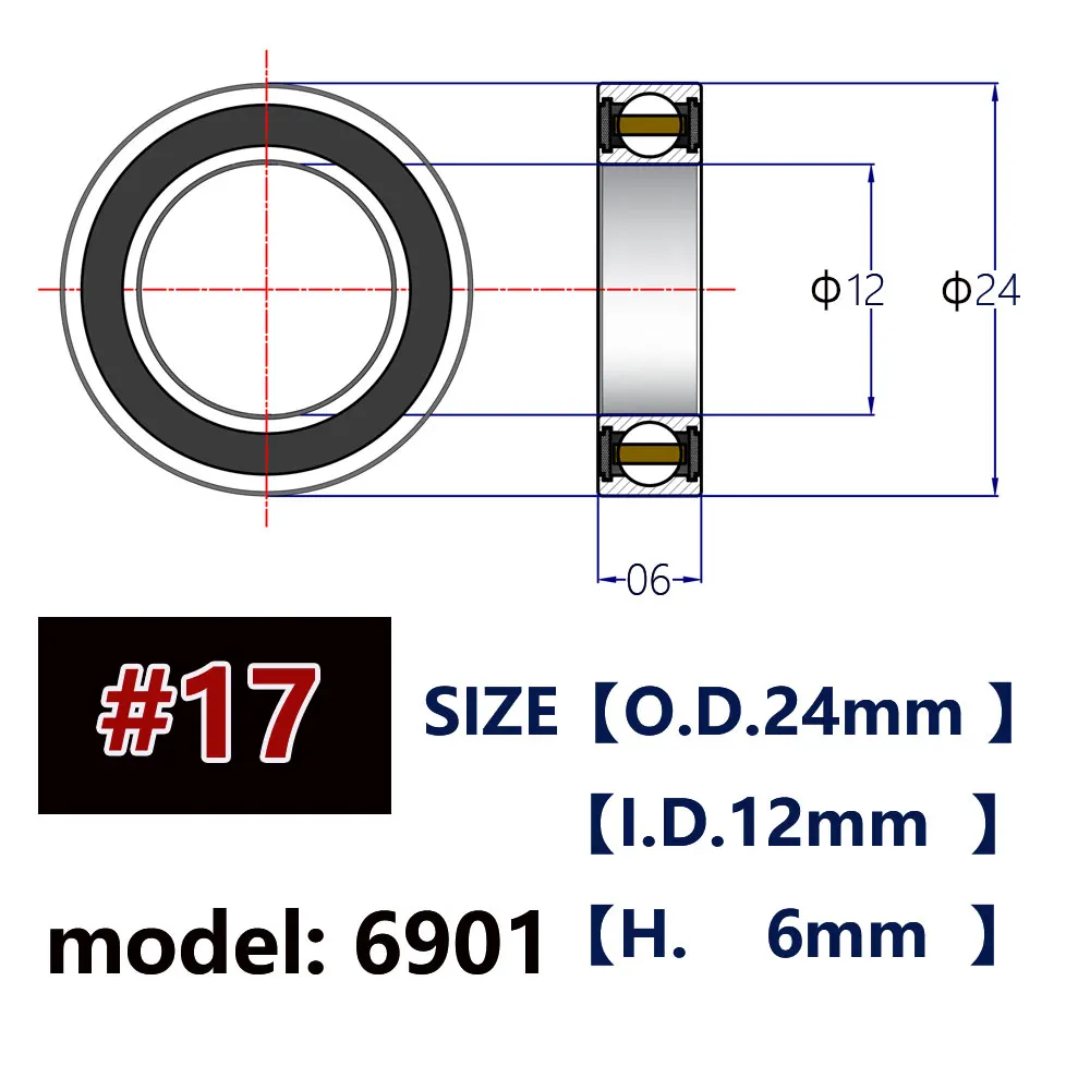 Bike Hub Ceramic Bearings for Road Bike Mountain Disc Brake Thru Axle Hubs Super Light Lubricant 6802 6803 6902 6903