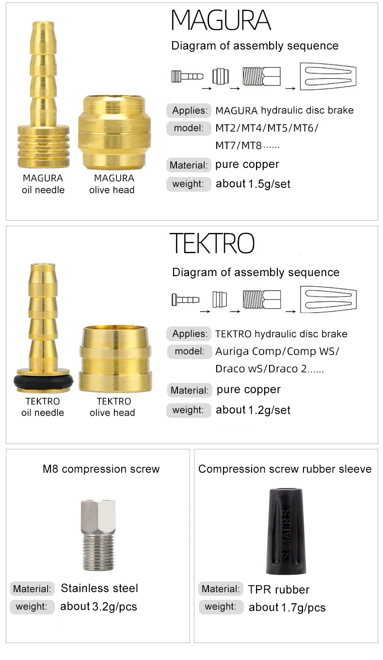 DJC Mountain Bike Oil Needle Brake Olive Head For Shimano DEORE BH90 BH59 for SRAM for MAGURA Oil Hydraulic Brake Cable