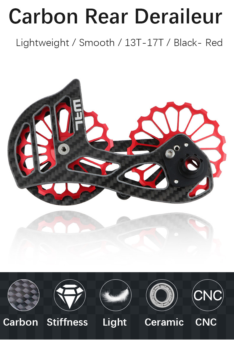 Road Bike Rear Derailleur Carbon Fiber Ceramic Bearing 17T Pulley Guide Wheel R5800 R6800 R7000 R8000 R9100 R9000 4700