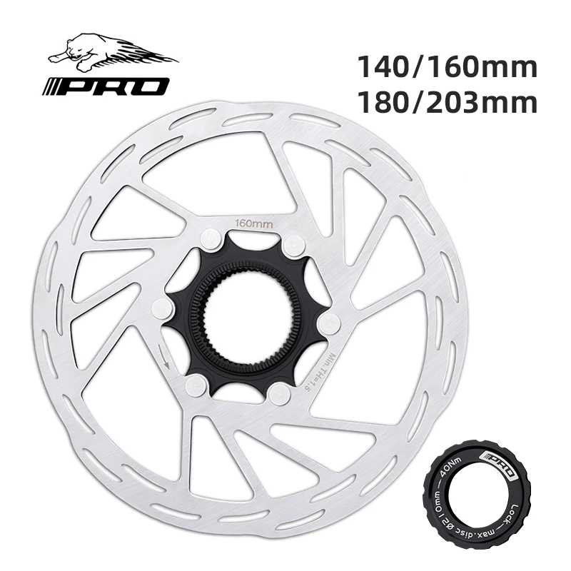 IIIPRO Bike Center Lock Disc Brake Rotor 140 160 180mm 203mm MTB Road Mountain Cooling Brake Disc And Lock Ring