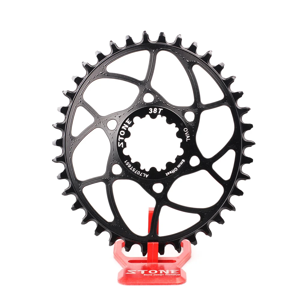 Stone Oval Direct Mount Chainring for SRAM GXP 3-bolt, 6mm Offset