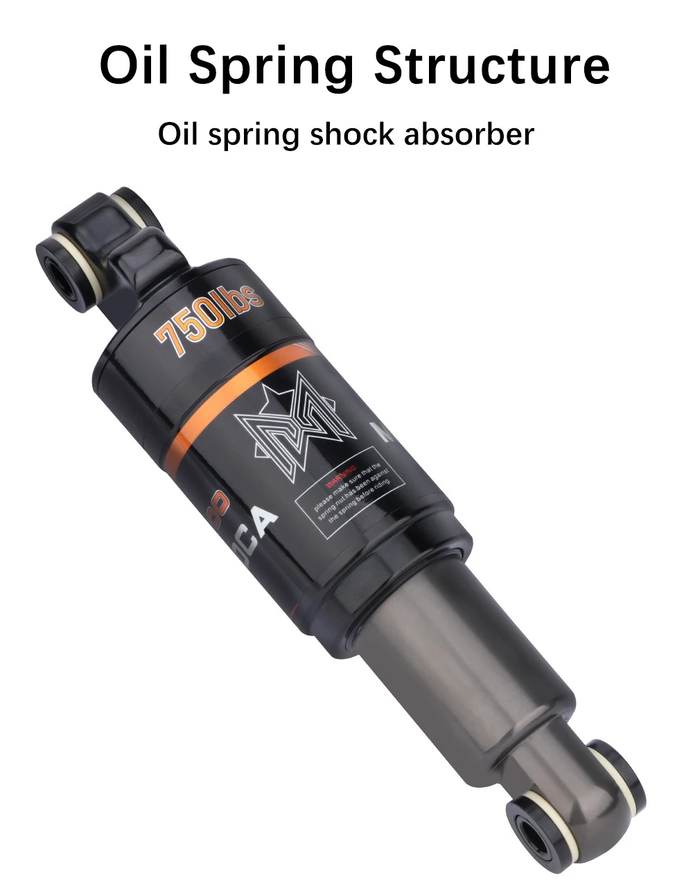 MEROCA Bicycle Oil Spring Shock Absorber 125 150 165mm 850/750/1000lbs Rear Shock Absorber for E-scooter Mountain Bike