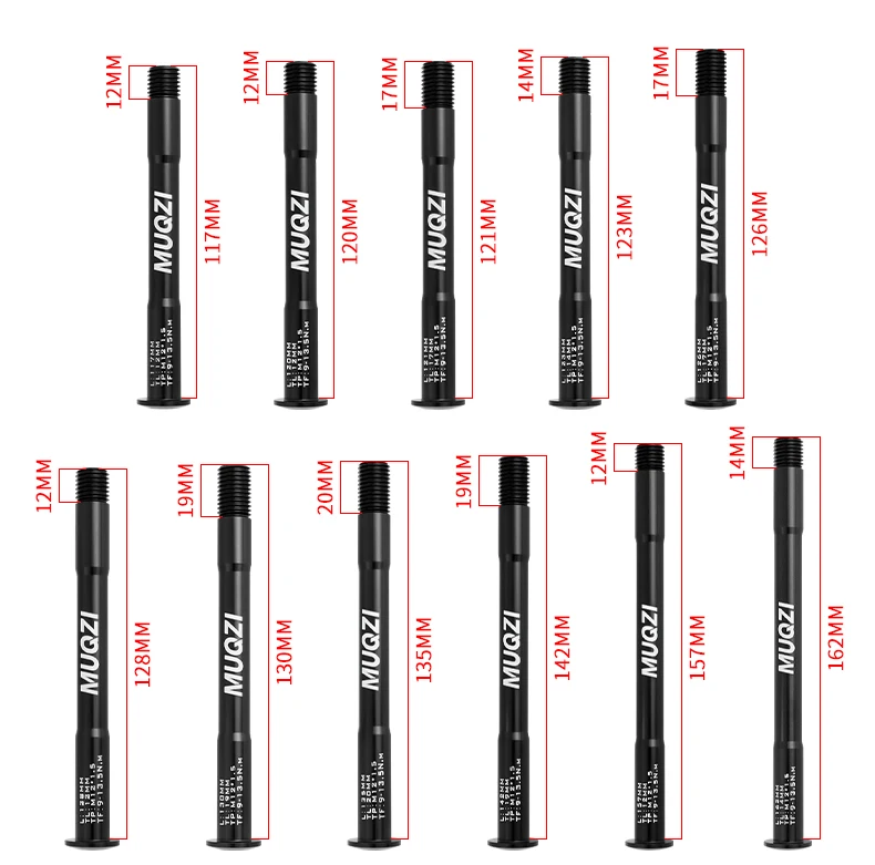 MUQZI MTB Thru Axle 15x100 15x110 12x142 12x100 12x148 Road Bicycle Wheel Axle 12mm 15mm Hub Thru Axle Fork Shaft