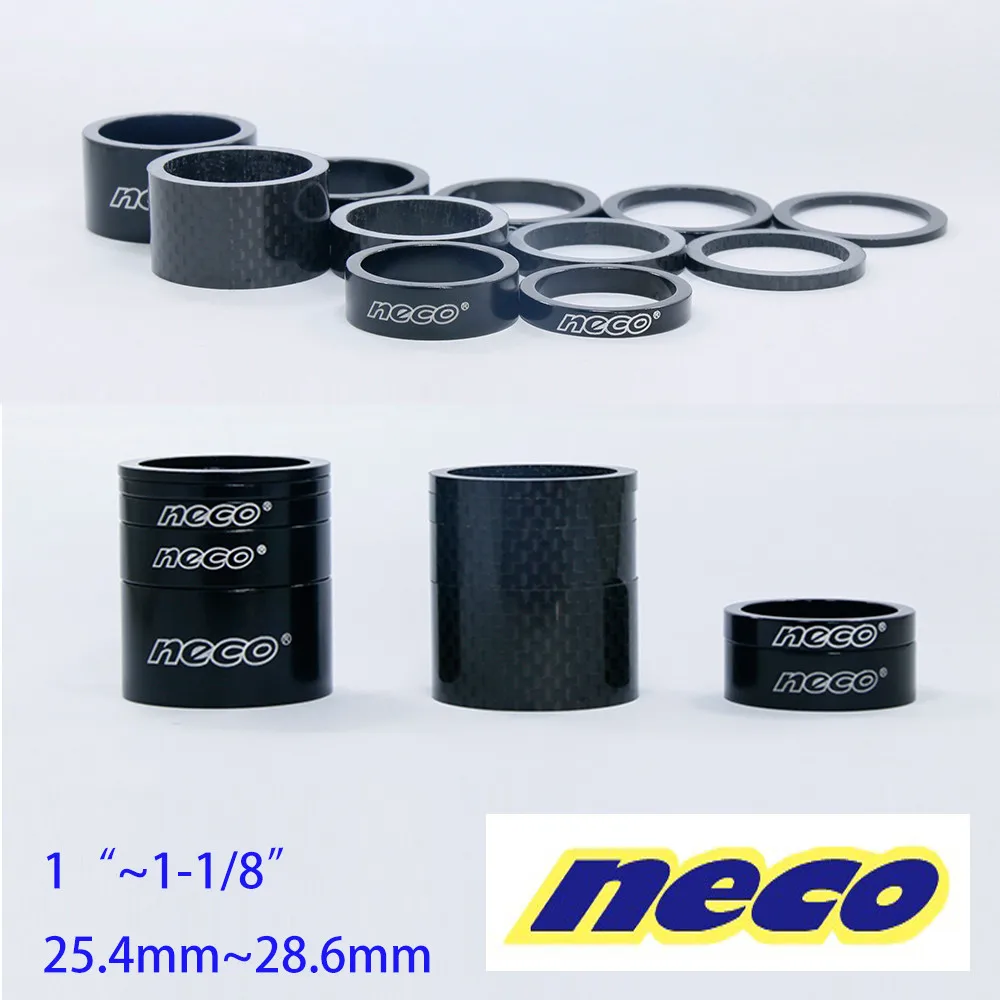 Neco 1.125/1 Inch 25.4/28.6mm 20/10/5/3/2mm Bicycle Fork Headset Carbon Fiber Bike Fork Adjust Dust Cover Spacer Washer