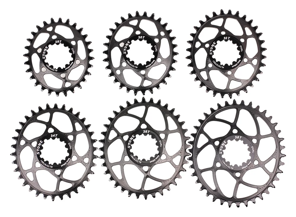Stone Oval Direct Mount Chainring for SRAM GXP 3-bolt, 6mm Offset