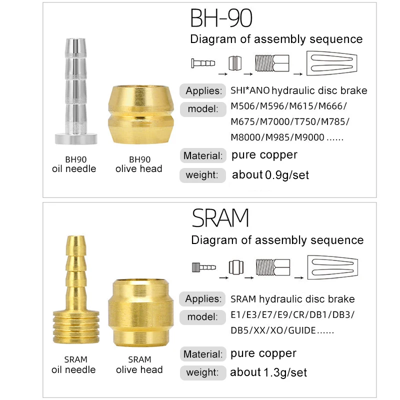 DJC Mountain Bike Oil Needle Brake Olive Head For Shimano DEORE BH90 BH59 for SRAM for MAGURA Oil Hydraulic Brake Cable
