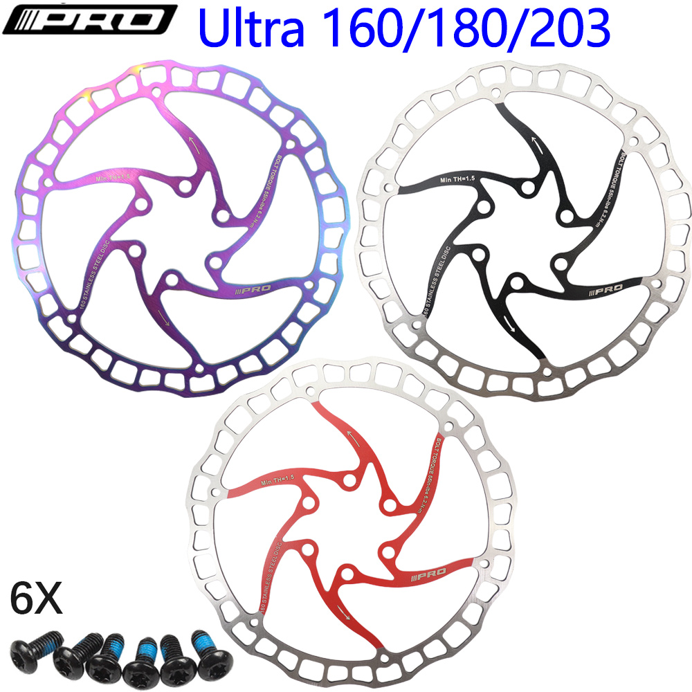 IIIPRO Bike disc brake oil slick balck red stainless steel MTB road bike 160 180 203 rainbow 6 bolts G3 rotor ipro