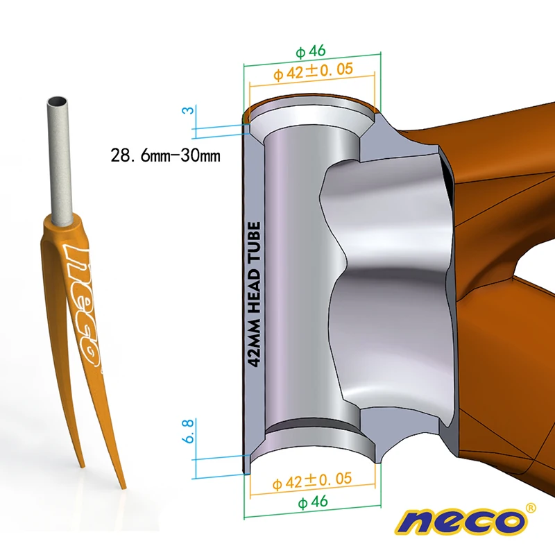 Neco bearing headset 41 41.8mm IS41 IS42 IS41.8 Integrated Threadless MTB Road Bike Headset, CNC Machined