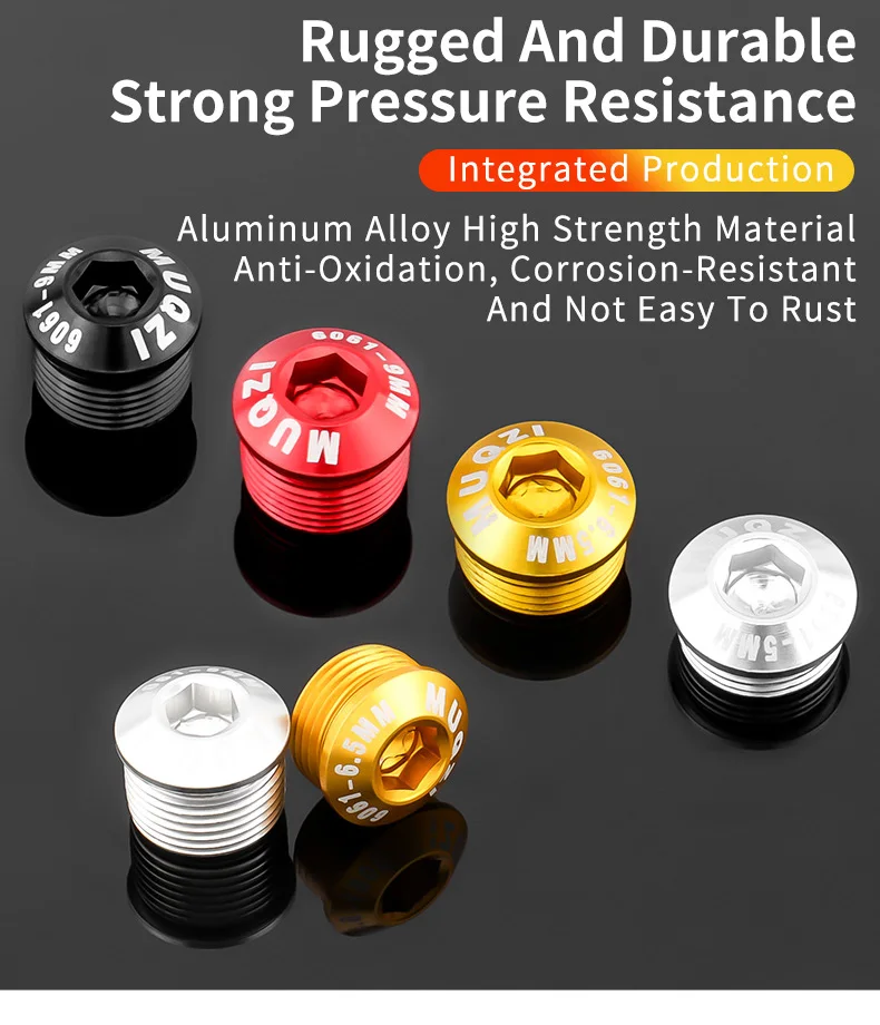 MUQZI 2PCS Bicycle Pedal Cover Bolts M14x5/6.5/9mm Aluminum Bike Pedal Dust-protection Screw MTB Road Cycling Repair