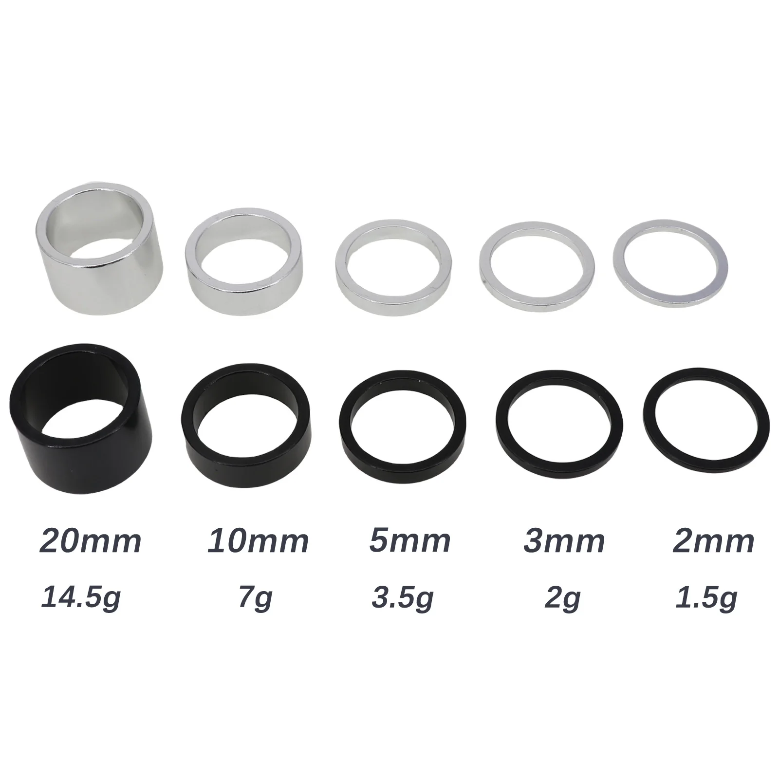 Neco 1 Inch 25.4mm 20/10/5/3/2mm Bicycle Headset Stem Al Bike Fork Star Nut Top Cap Cover Adjusting Dust Cover Spacer