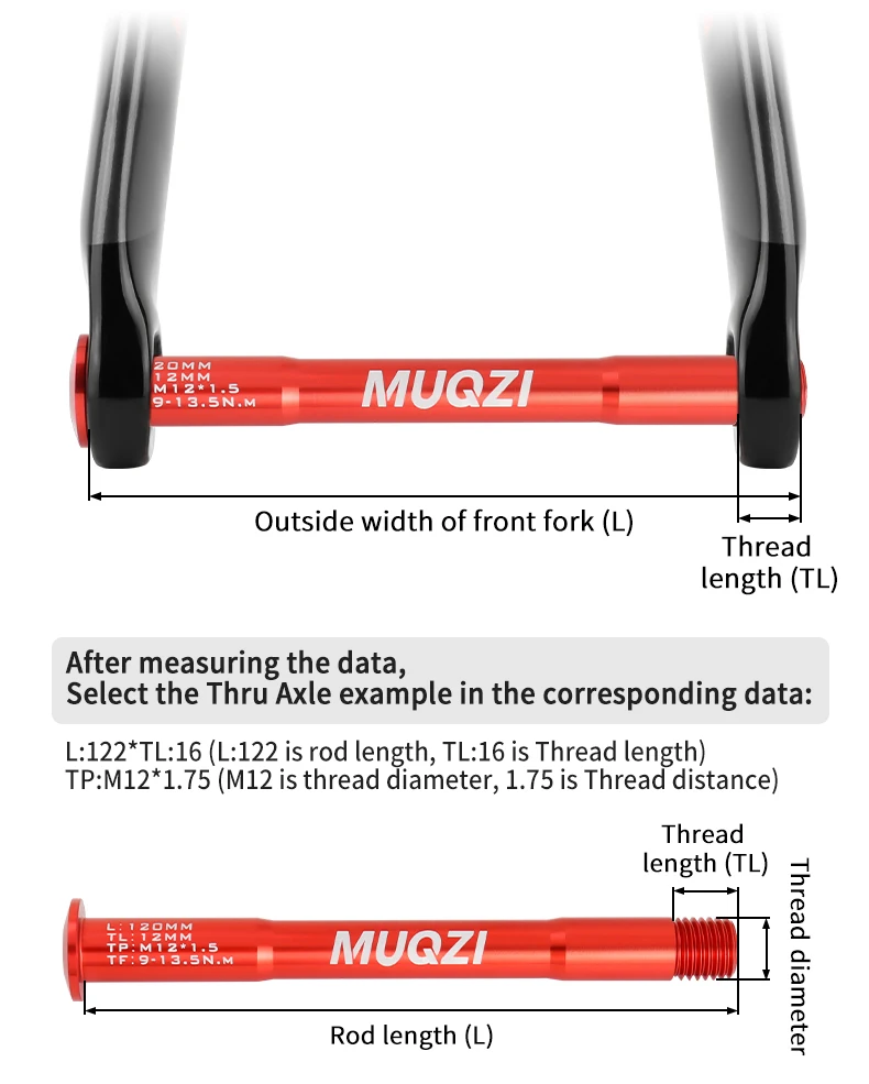 MUQZI MTB Thru Axle 15x100 15x110 12x142 12x100 12x148 Road Bicycle Wheel Axle 12mm 15mm Hub Thru Axle Fork Shaft