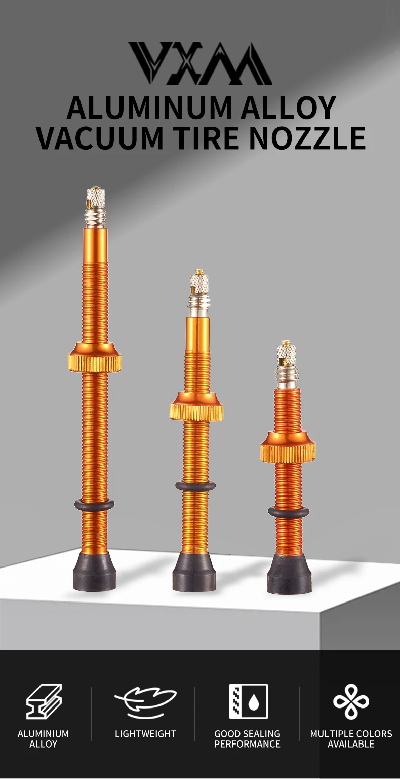 VXM Bicycle Vacuum Valve 40mm/60mm Road Bicycle Tire Valves Alloy MTB Road Bike Tubeless Air Valve Vacuum Nozzle Cycling