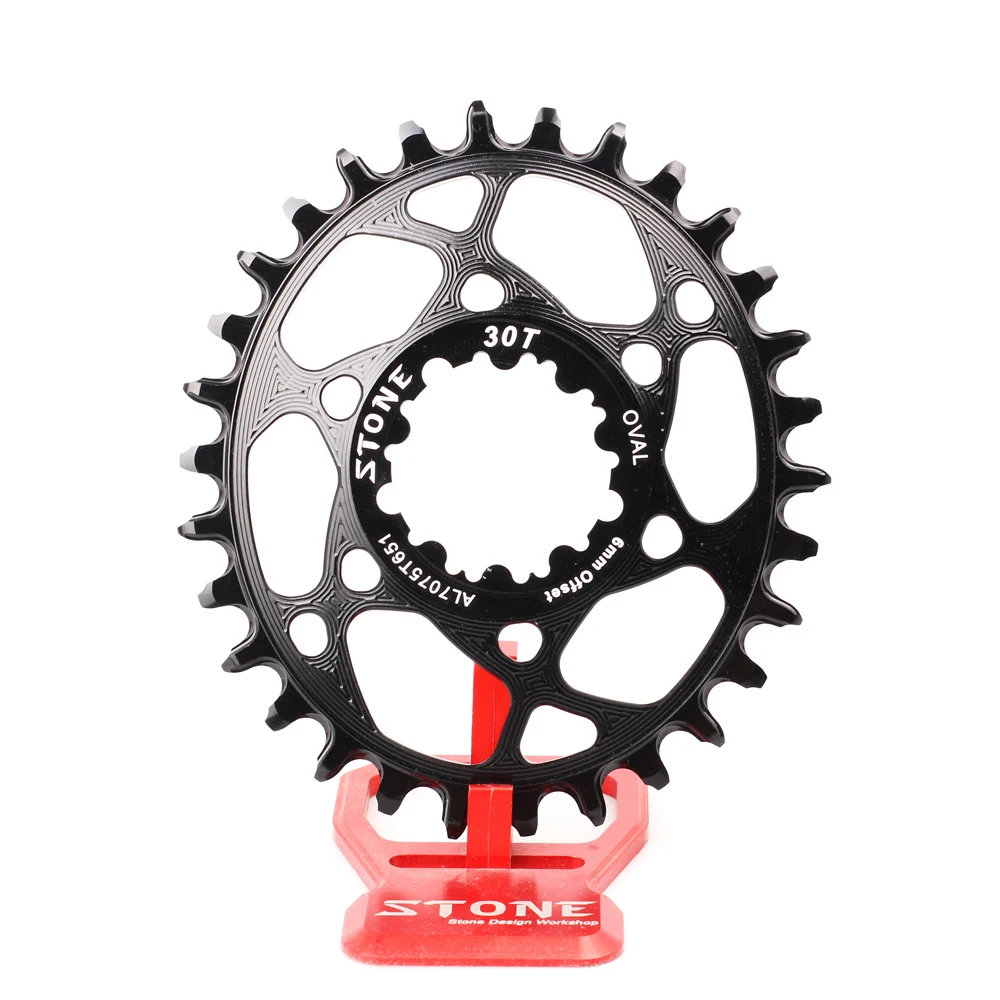Stone Oval Direct Mount Chainring for SRAM GXP 3-bolt, 6mm Offset