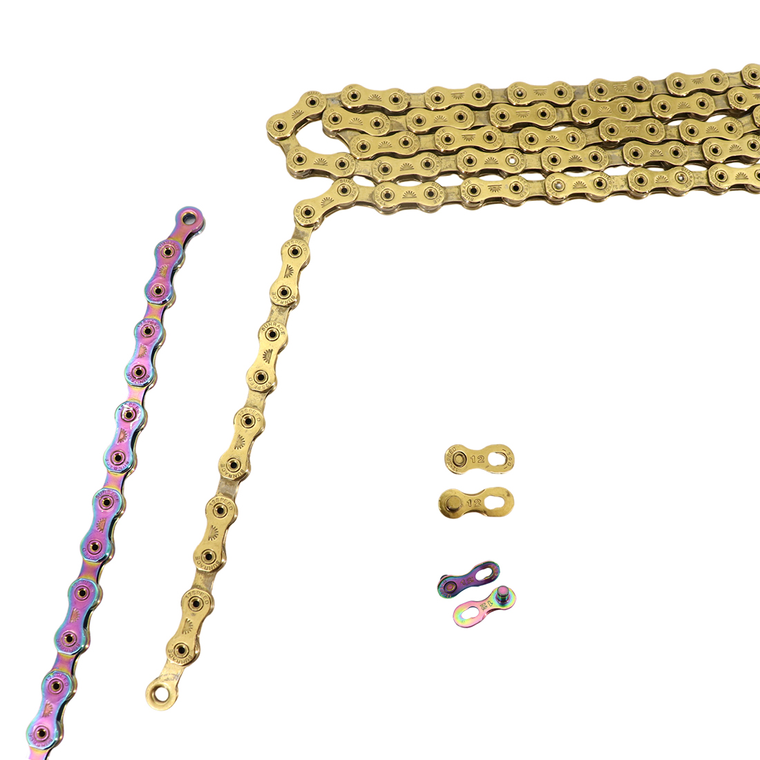 Sunrace Bike Chain 12-speed SLA roller hollow gold oil slick Titanium coating MTB road bike chain for Shimano/ for SRAM