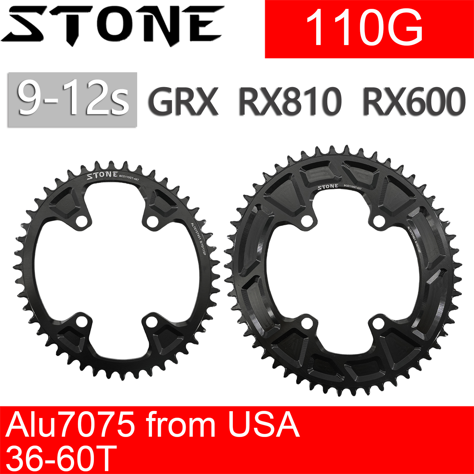 SHIMANO - ウッドストック Stone Oval Bike Chainring 110BCD for Shimano Gravel GRX FC