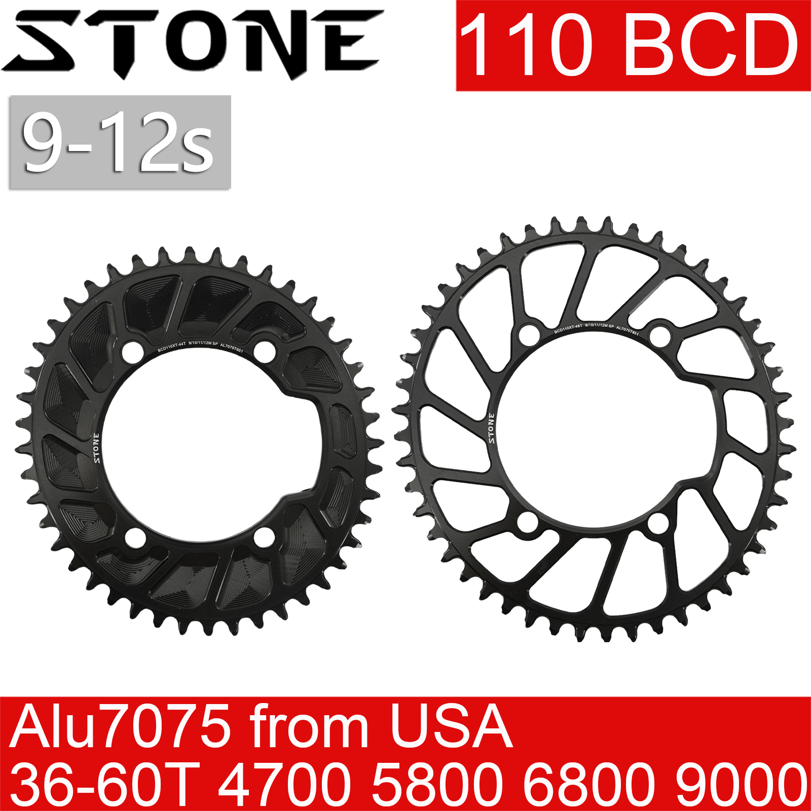 Stone Chainring 110 BCD for Shimano 4700 5800 6800 9000 Oval 34 36