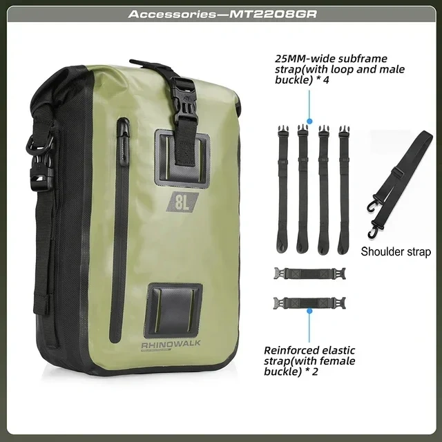 Rhinowalk Motorcycle Rear Seat Bag Waterproof Bag 8L 15L 30L Motorbike Tail Bag Universal Travel Pannier Saddle Bag Backpack