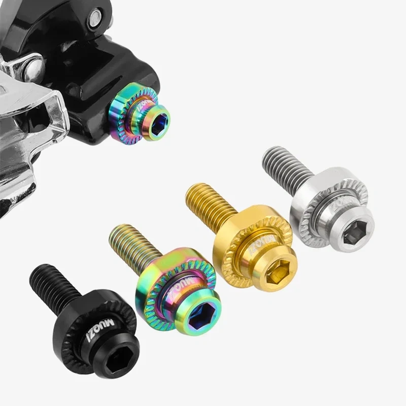 MUQZI M5x17mm Front Derailleur Titanium Bolts Road Bike Front Shifter Clamp Ultralight Screw with Washer Bicycle Bolt
