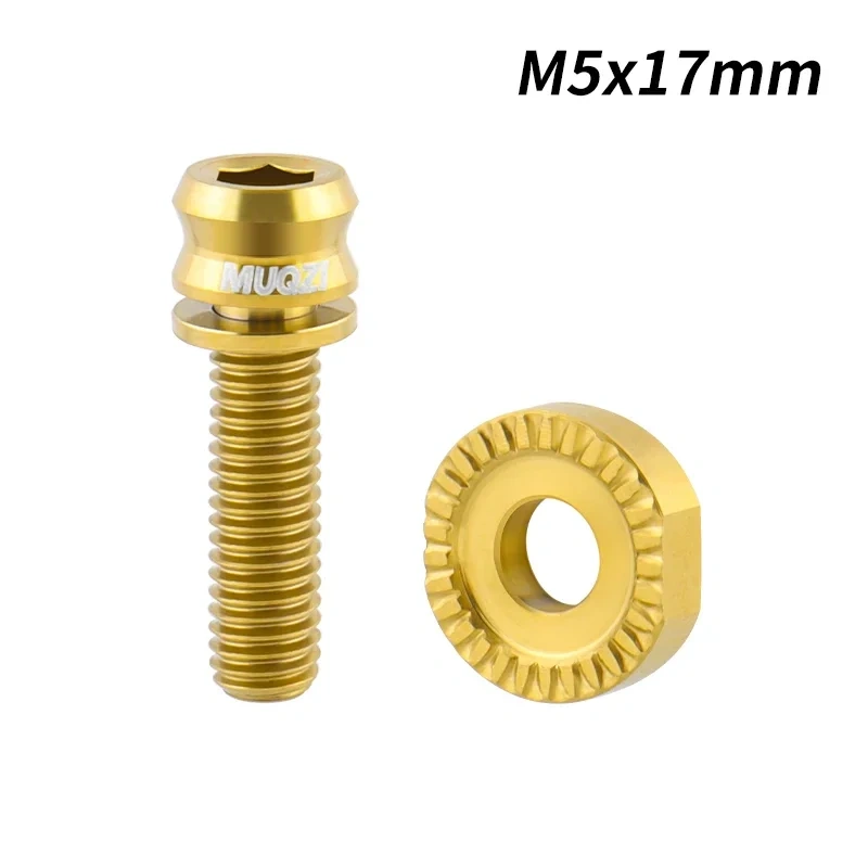 MUQZI M5x17mm Front Derailleur Titanium Bolts Road Bike Front Shifter Clamp Ultralight Screw with Washer Bicycle Bolt