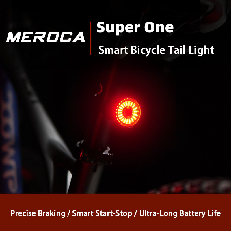 MEROCA Smart Sensing Brake Tail Light for Mountain Bikes USB Rechargeable Road Bike Bicycle Night Riding Tail Light