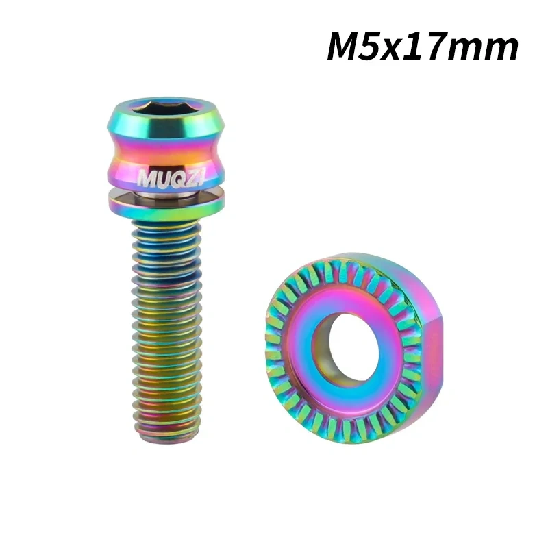 MUQZI M5x17mm Front Derailleur Titanium Bolts Road Bike Front Shifter Clamp Ultralight Screw with Washer Bicycle Bolt