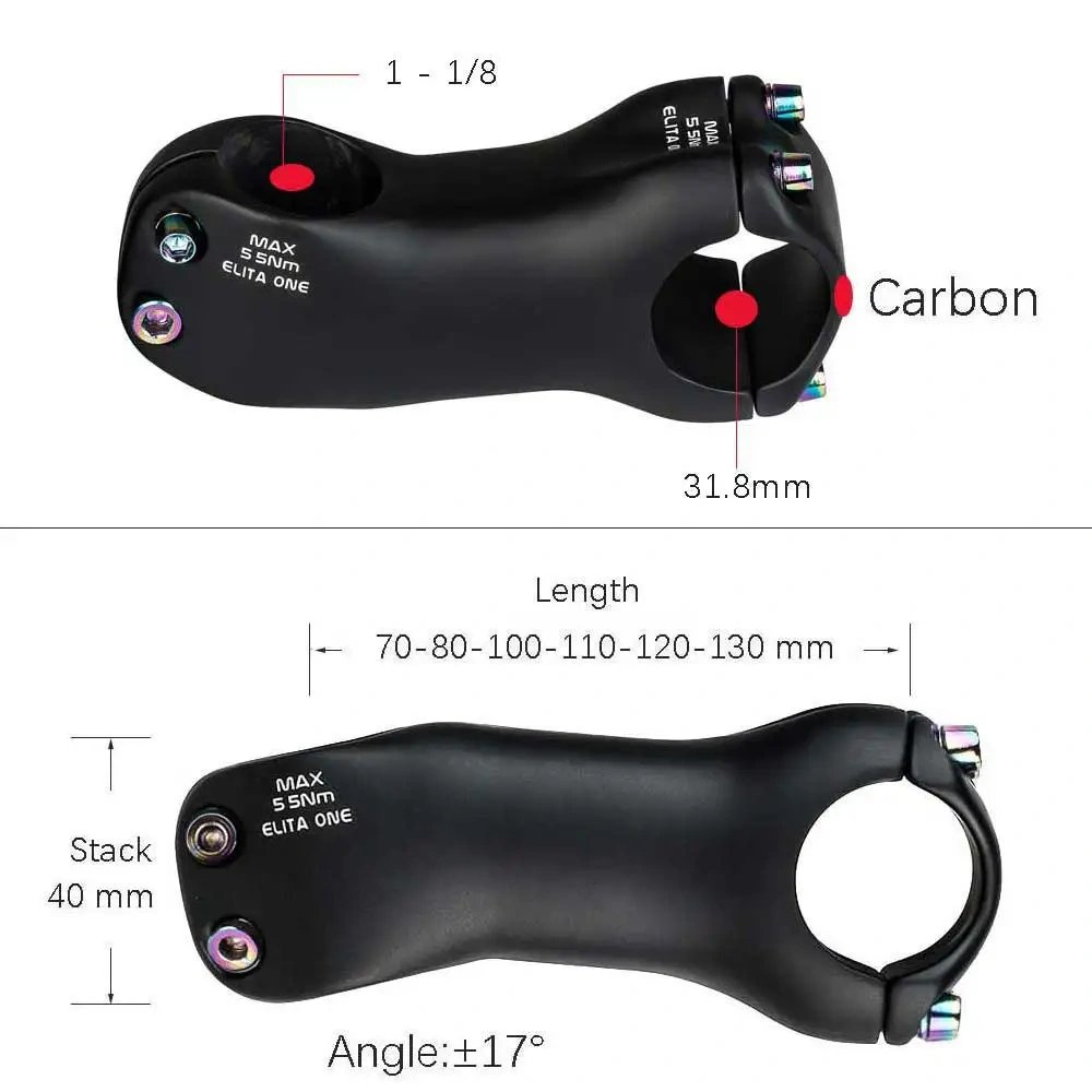 elitaone Carbon MTB Bicycle Stem 6/17 Degree 31.8mm Road Bike Stems Positive/Negative Suitable for carbon fiber handlebars