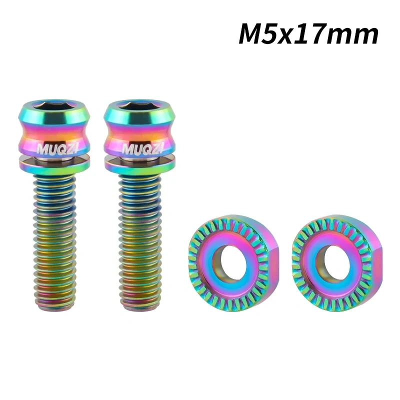MUQZI M5x17mm Front Derailleur Titanium Bolts Road Bike Front Shifter Clamp Ultralight Screw with Washer Bicycle Bolt