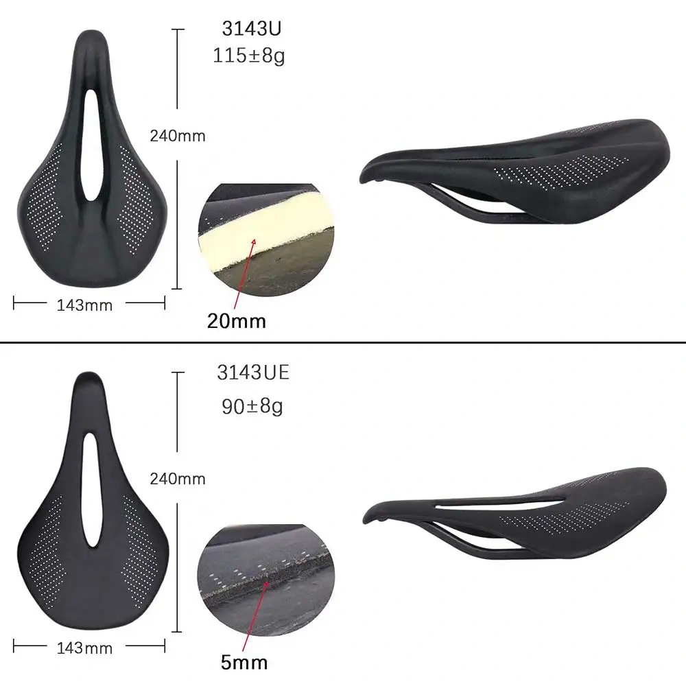 elitaone MTB Carbon Saddle Road Bike Saddles 240x143mm  Super Light 90g UD Bare Carbon Finish Bicycle Seat