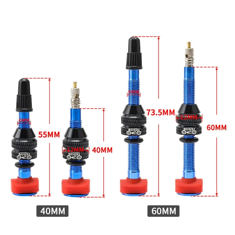 MUQZI 2PCS Bike Presta Tubeless Air Valve 40mm 60mm Tubeless Wheel Tyre F/V Valve MTB Road Bicycle Tire Parts W/Tool