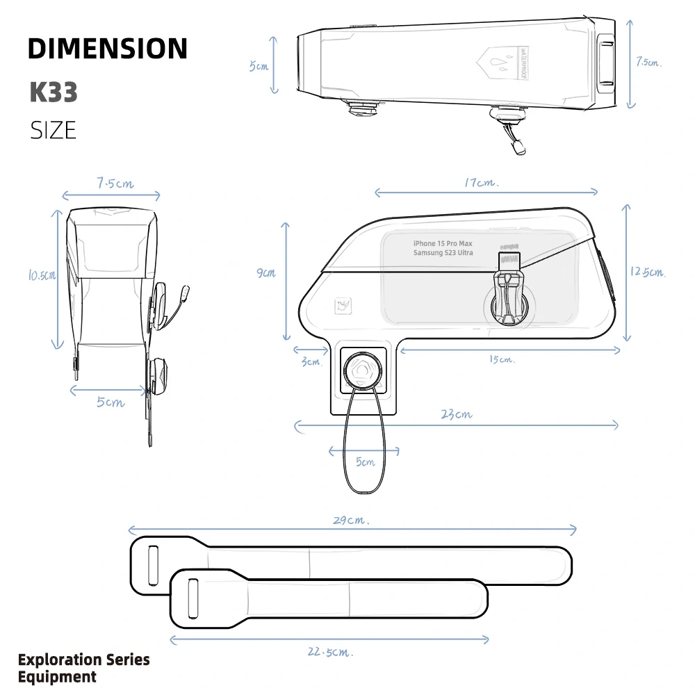 Rhinowalk Bicycle Front Frame Bag Waterproof Magnetic Buckle Knob & Lacing System Portable Top Tube Bag Cycling Storage For MTB