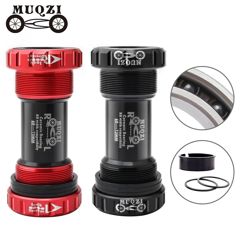 MUQZI BB68 BB73 Ceramic Bearing Bottom Bracket Threaded BB 68/73mm For 22mm 24mm MTB Road Bike Cranksets