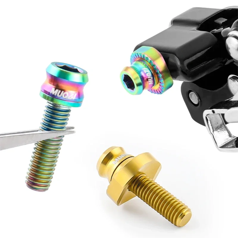 MUQZI M5x17mm Front Derailleur Titanium Bolts Road Bike Front Shifter Clamp Ultralight Screw with Washer Bicycle Bolt