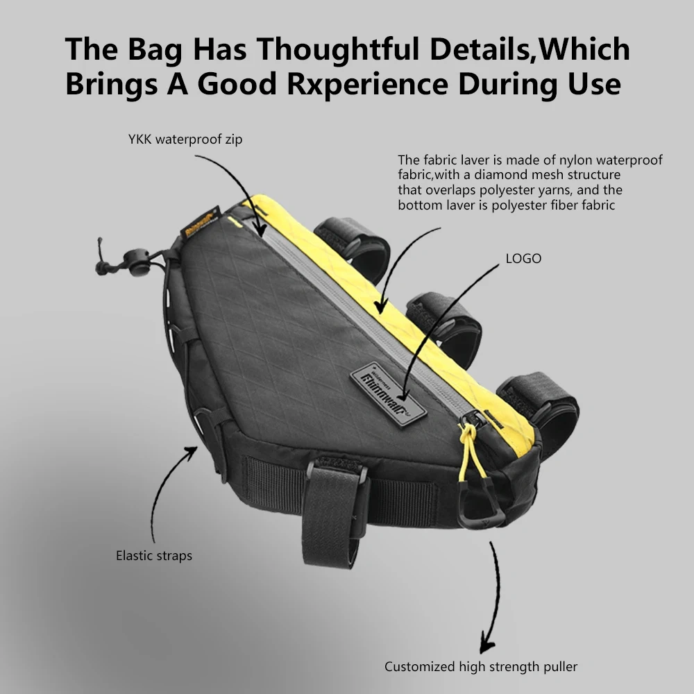 Rhinowalk Bike Front Frame Bag Water-Resistant 1.7L/2.4L/2.9L Bikepacking For MTB&Road Bike Cycling Triangular Crossbeam Pack