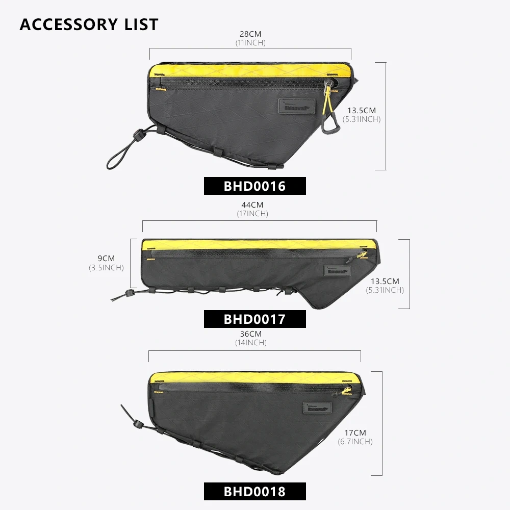 Rhinowalk Bike Front Frame Bag Water-Resistant 1.7L/2.4L/2.9L Bikepacking For MTB&Road Bike Cycling Triangular Crossbeam Pack