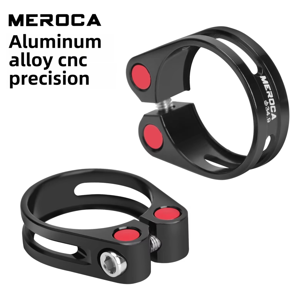 MEROCA Road Bike Seatpost Clamp Fixed Lock 31.8/34.9mm Aluminium Alloy CNC Hollow Cutting Bicycle Seatpost Clamp  Accessories