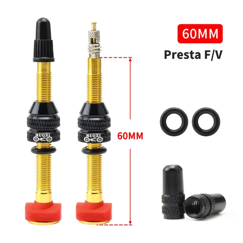 MUQZI 2PCS Bike Presta Tubeless Air Valve 40mm 60mm Tubeless Wheel Tyre F/V Valve MTB Road Bicycle Tire Parts W/Tool