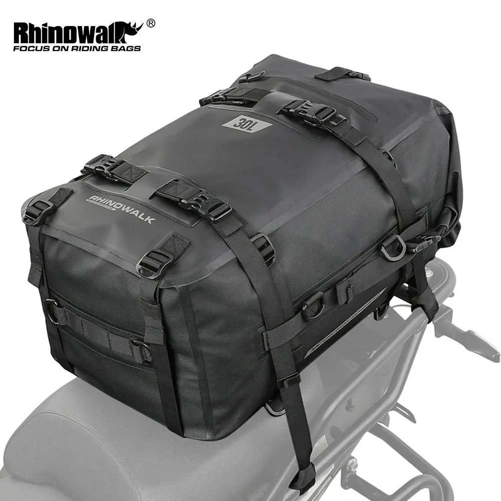 Rhinowalk Motorcycle Rear Seat Bag Waterproof Bag 8L 15L 30L Motorbike Tail Bag Universal Travel Pannier Saddle Bag Backpack