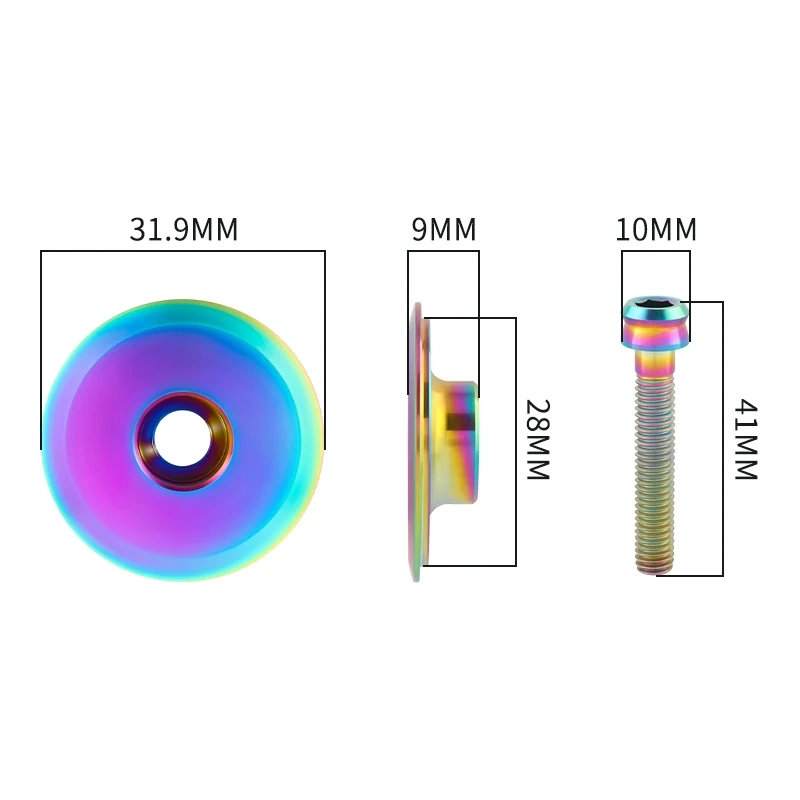 MUQZI Titanium Headset Stem Top Cap 1-1/8"  with Titanium Bolt M6 x 35mm