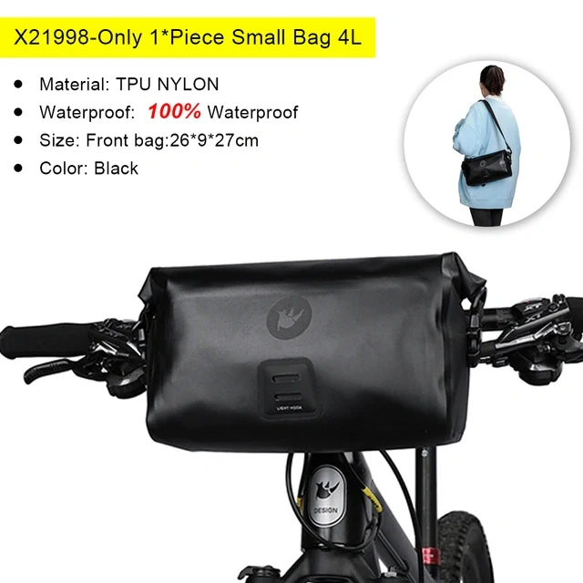 Rhinowalk Bicycle Bag Handlebar Bag Waterproof  Front Tube Cycling Bag MTB Multifunction Portable 12L MTB Road Handlebar Bag