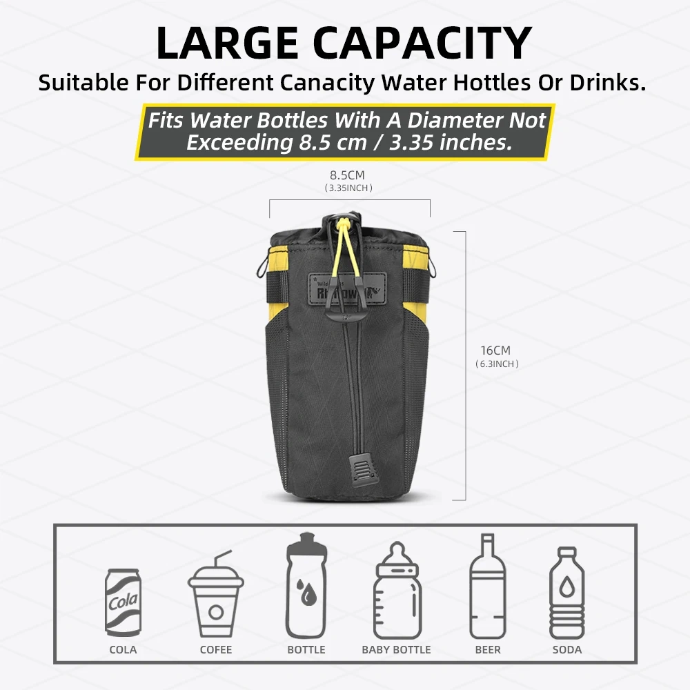 Rhinowalk Bike Water Bottle Carrier Pocket Pouch Bike Insulated Handlebar Tool Bag Touring Commuting Pouch Fit MTB Road Bike