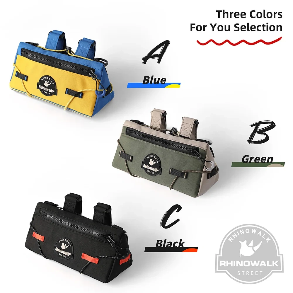 Rhinowalk Bicycle Handlebar Bag Quick Release Front Tube Pack Fit For MTB Road Bike Urban Cycling Storage With Adjustable Straps