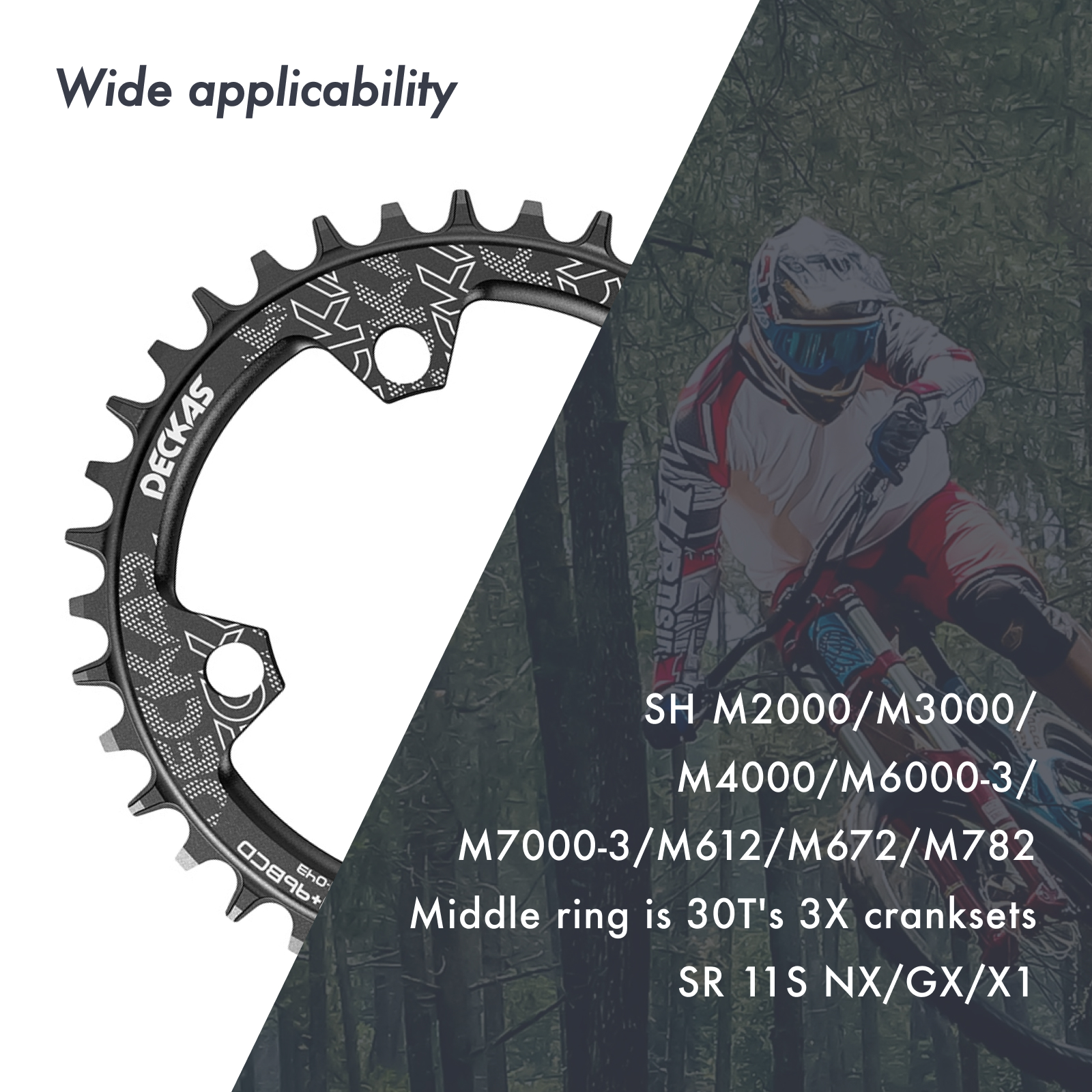 Deckas 94BCD/96BCD Round/Oval Chainring for Shimano M4000 M4050 for SRAM GX NX Narrow-Wide 30–38T, 7075 Aluminum Alloy