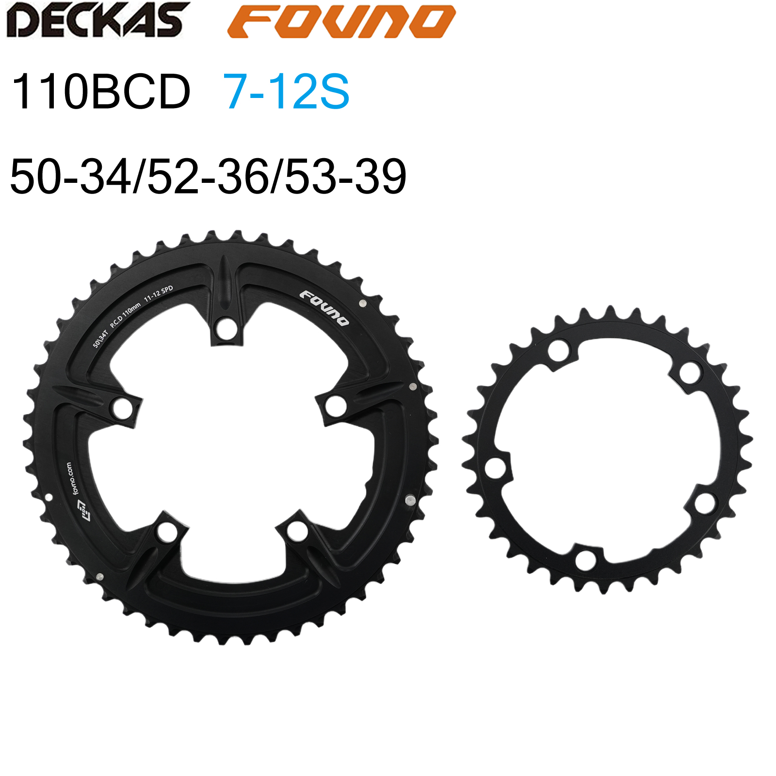 Fovno double chainring 110bcd road bike round 2x chainring 50t 35t 34t ...